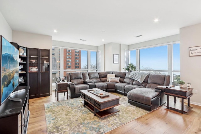 living room featuring light hardwood / wood-style flooring