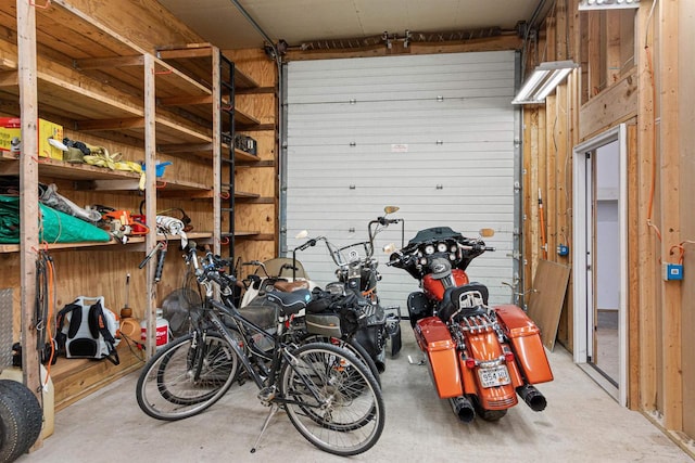 garage with wooden walls