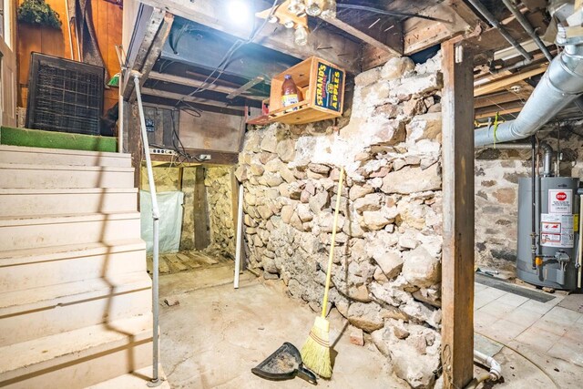 basement with gas water heater