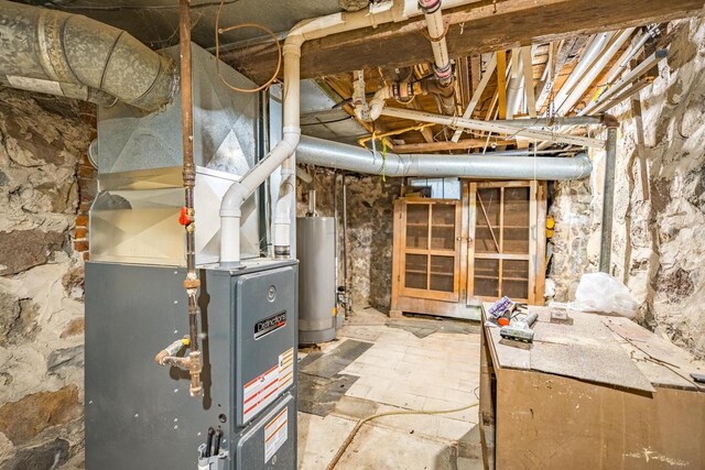 utility room with gas water heater