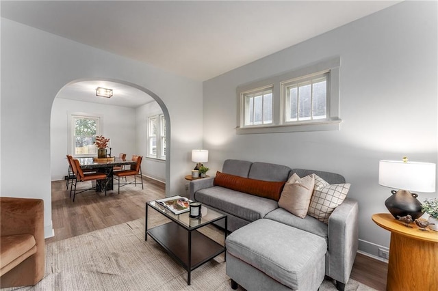 living room featuring hardwood / wood-style flooring