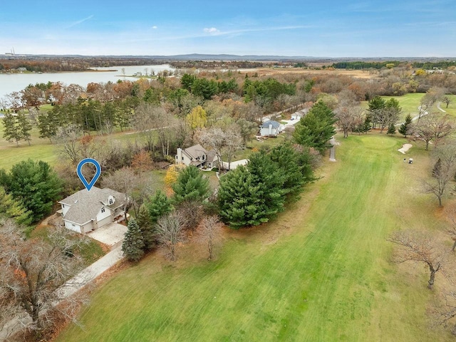 bird's eye view featuring a water view