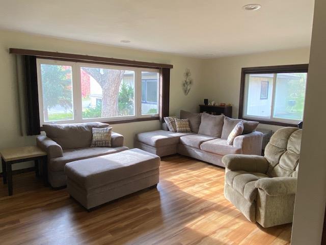 living room with hardwood / wood-style floors