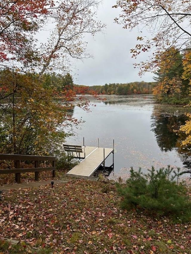 view of dock featuring a water view