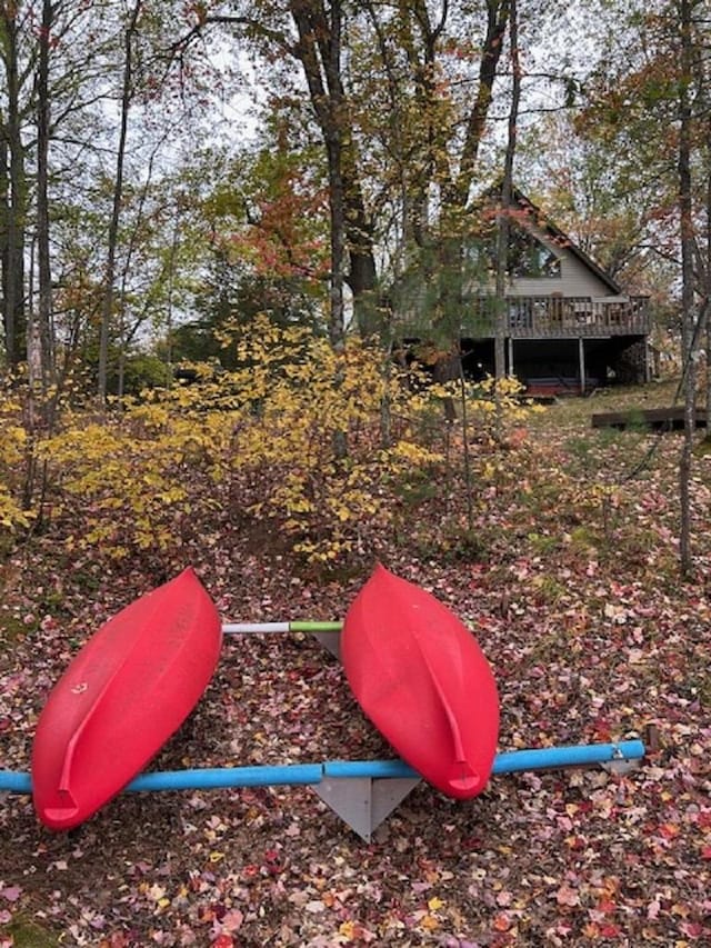 view of yard with a deck