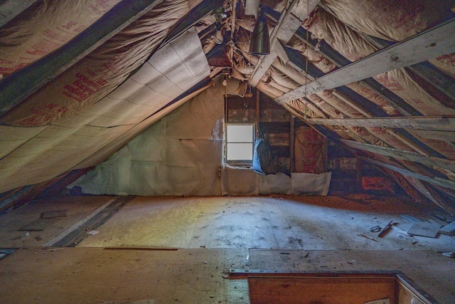 view of unfinished attic