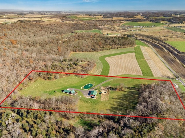 E7498 Mill Rd, Spring Green, WI 53588 - overview of rural landscape featuring property parcel outlined