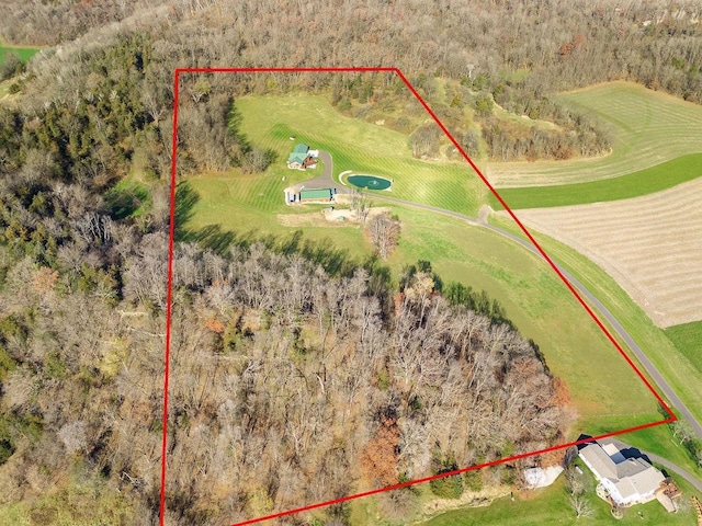 E7498 Mill Rd, Spring Green, WI 53588 - aerial view of property and surrounding area featuring property boundaries highlighted