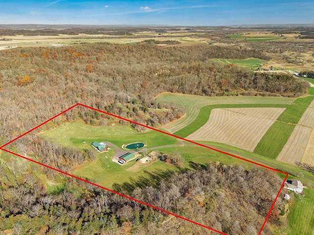 E7498 Mill Rd, Spring Green, WI 53588 - aerial overview of property's location featuring property boundaries highlighted