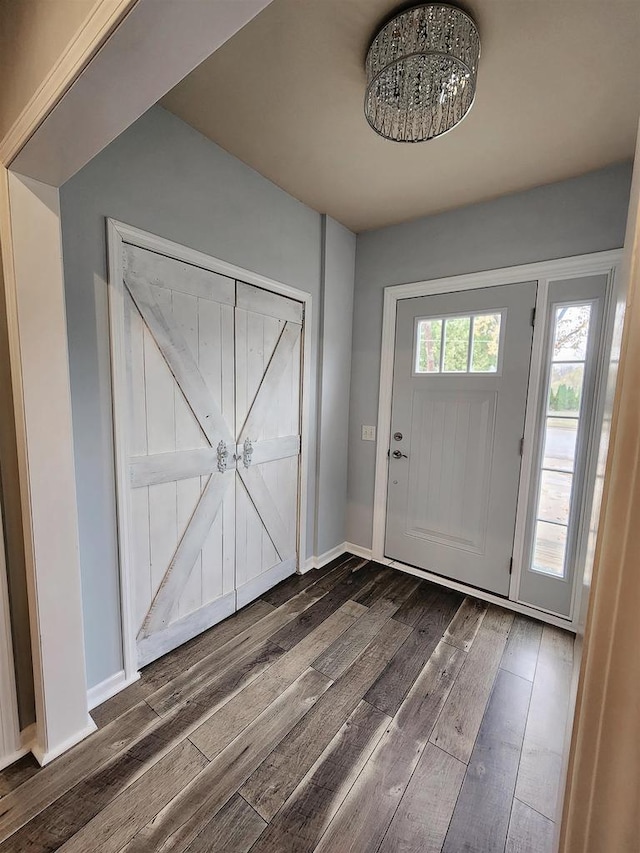 foyer entrance with dark wood-type flooring