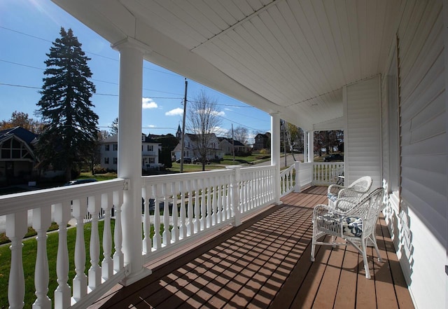 wooden deck with covered porch