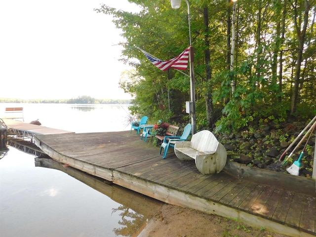 view of dock featuring a water view