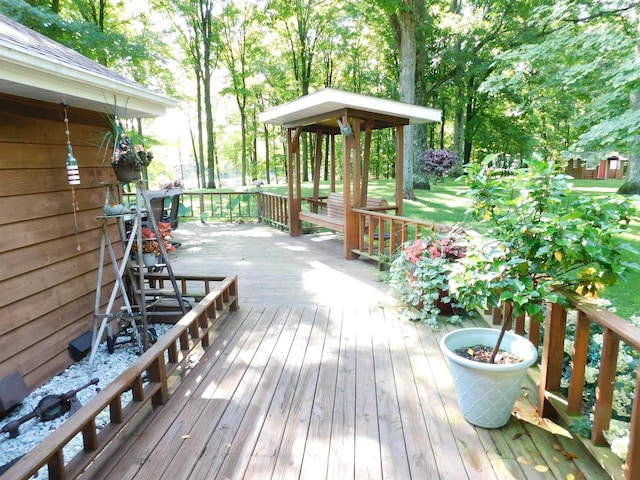 wooden terrace with a gazebo