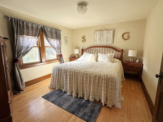 bedroom featuring light wood-type flooring