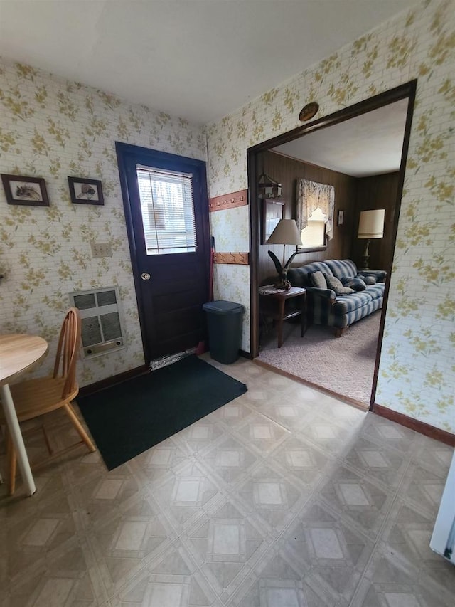 entryway featuring heating unit