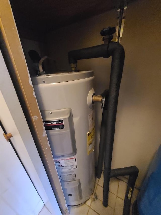 utility room with water heater