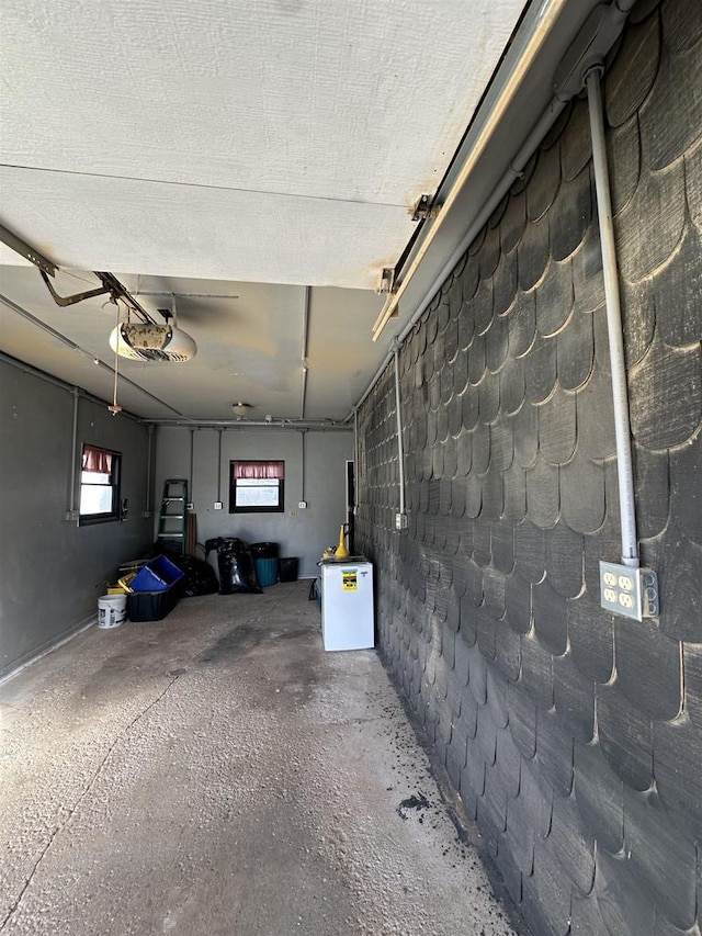 garage with a garage door opener