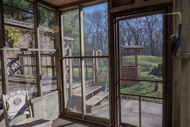 view of unfurnished sunroom