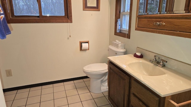 bathroom featuring tile patterned flooring, vanity, and toilet