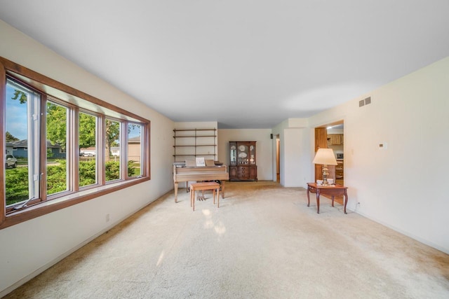 view of carpeted home office