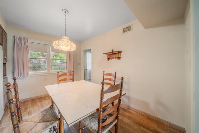 dining area with hardwood / wood-style floors