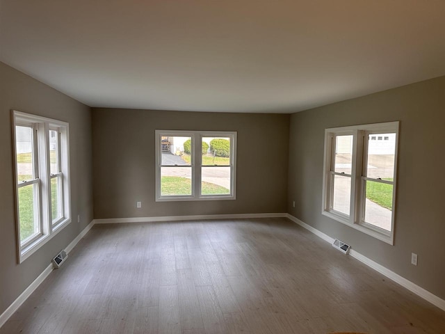 unfurnished room with light wood-type flooring and a healthy amount of sunlight