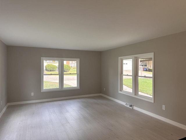 empty room featuring light wood-type flooring and plenty of natural light