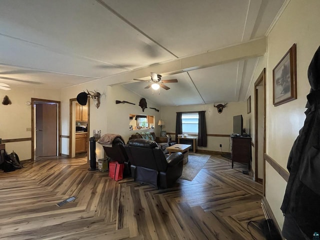 219 N 8th Ave W, Washburn, WI 54891 - living room featuring ceiling fan and baseboards