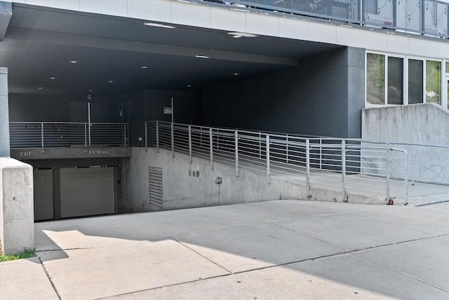 exterior space with a garage