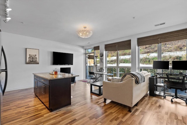 living room featuring light hardwood / wood-style flooring