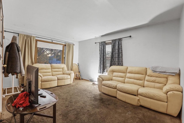 living room with carpet floors