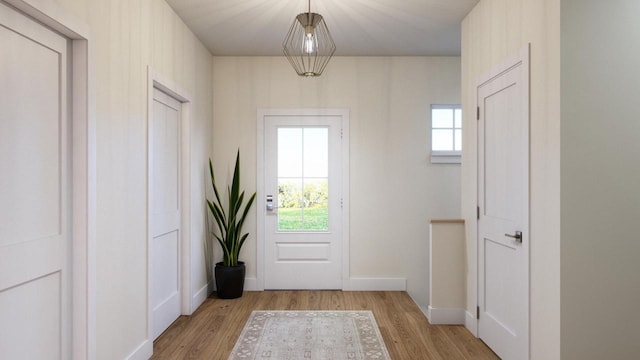 entryway with light wood-type flooring