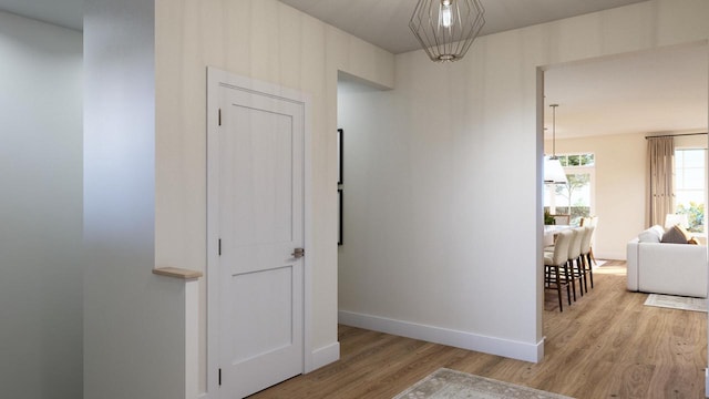 hall featuring light hardwood / wood-style flooring