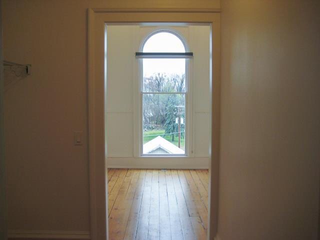 doorway with light hardwood / wood-style floors and plenty of natural light