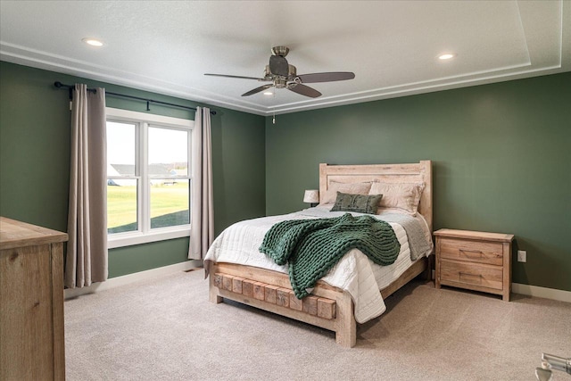 bedroom featuring carpet floors and ceiling fan