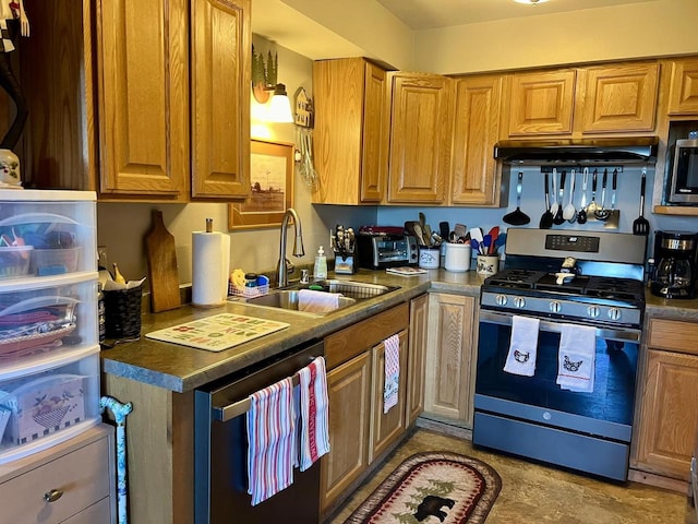 kitchen with appliances with stainless steel finishes and sink