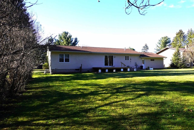 rear view of house featuring a yard