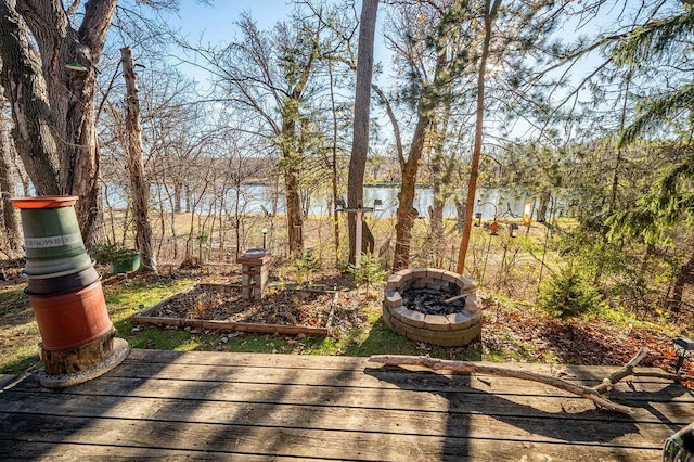 deck with a water view