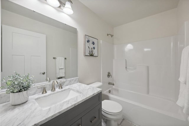 full bathroom featuring vanity, toilet, and shower / bath combination