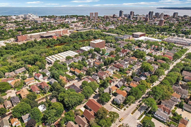 bird's eye view featuring a water view