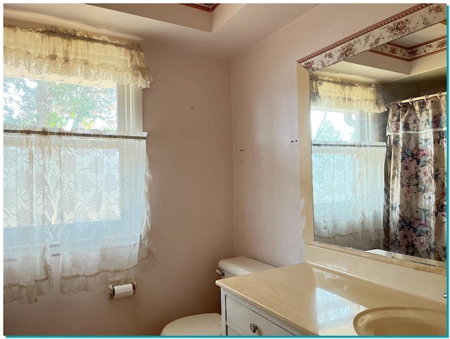 bathroom featuring vanity and toilet