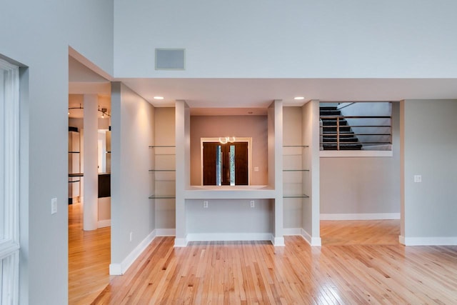 interior space with light hardwood / wood-style floors