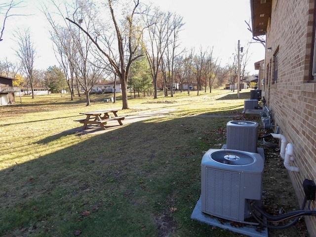 view of yard with central air condition unit