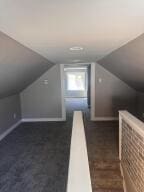 bonus room featuring radiator heating unit and lofted ceiling