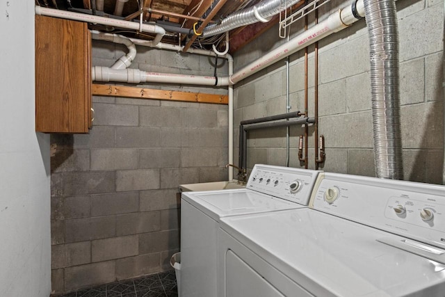 laundry area featuring washing machine and clothes dryer and sink