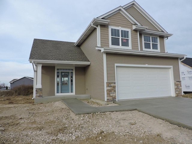 view of front of house with a garage