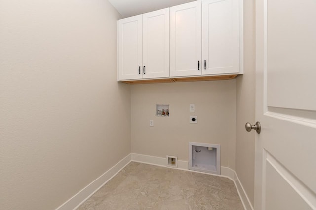 laundry area featuring hookup for a washing machine, cabinets, and hookup for an electric dryer