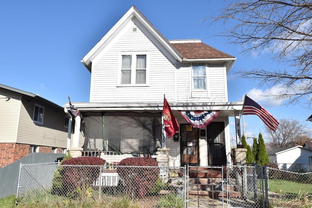 view of front of property featuring covered porch