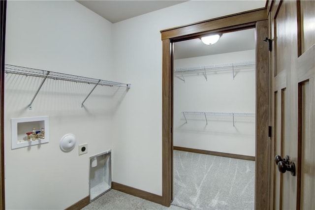 1319 Carli Ct Lot 80, Chippewa Falls, WI 54729 - washroom featuring hookup for an electric dryer, washer hookup, carpet, and baseboards