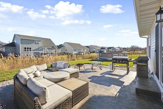 7759 Sunstone Ct, De Pere, WI 54115 - view of patio with a residential view, an outdoor hangout area, and grilling area